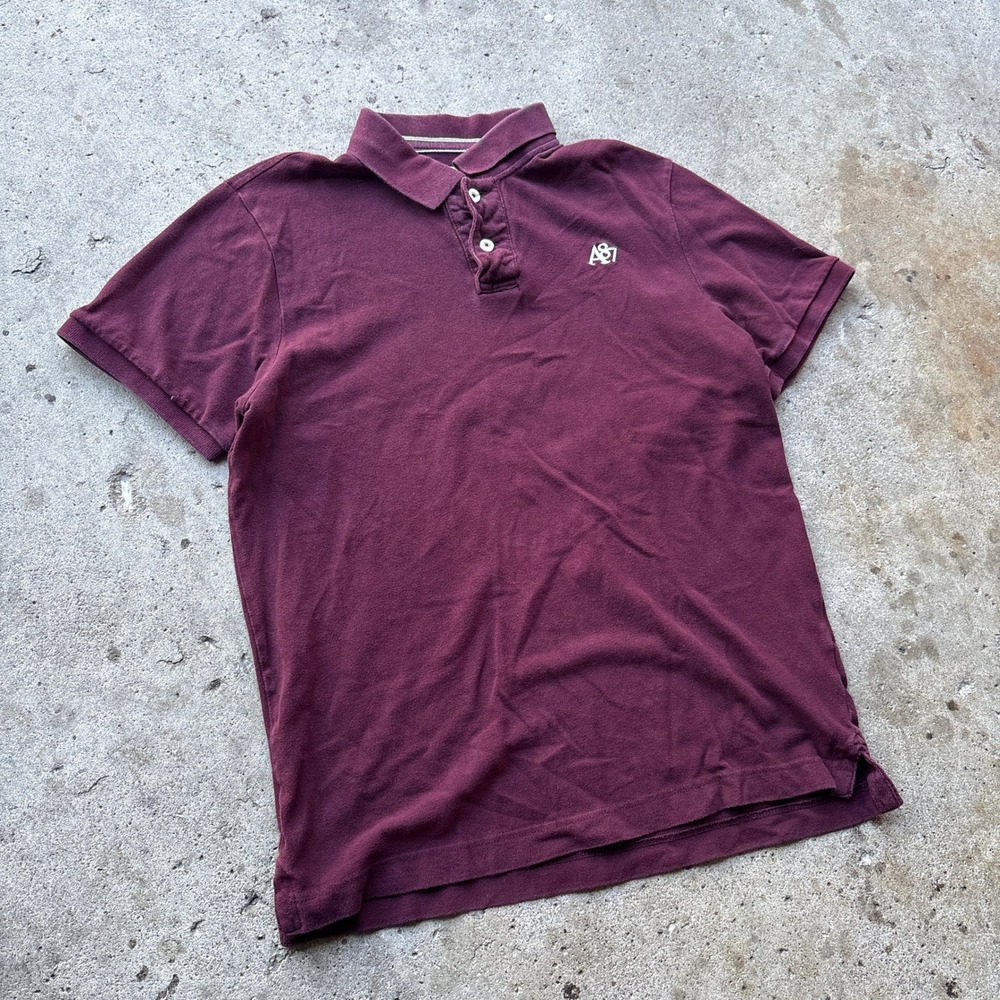 Aeropostale Mens XL Polo Shirt Burgundy Maroon Short Sleeve A87 Logo Cotton